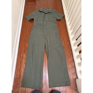 Levis Womens Olive Green Ripstop Cotton Utility Jumpsuit Short Sleeve Size S